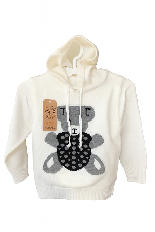 Baby Hooded Pullover Sweater – Cute Bear Design, Unisex, Warm & Stylish (0–24 Months)