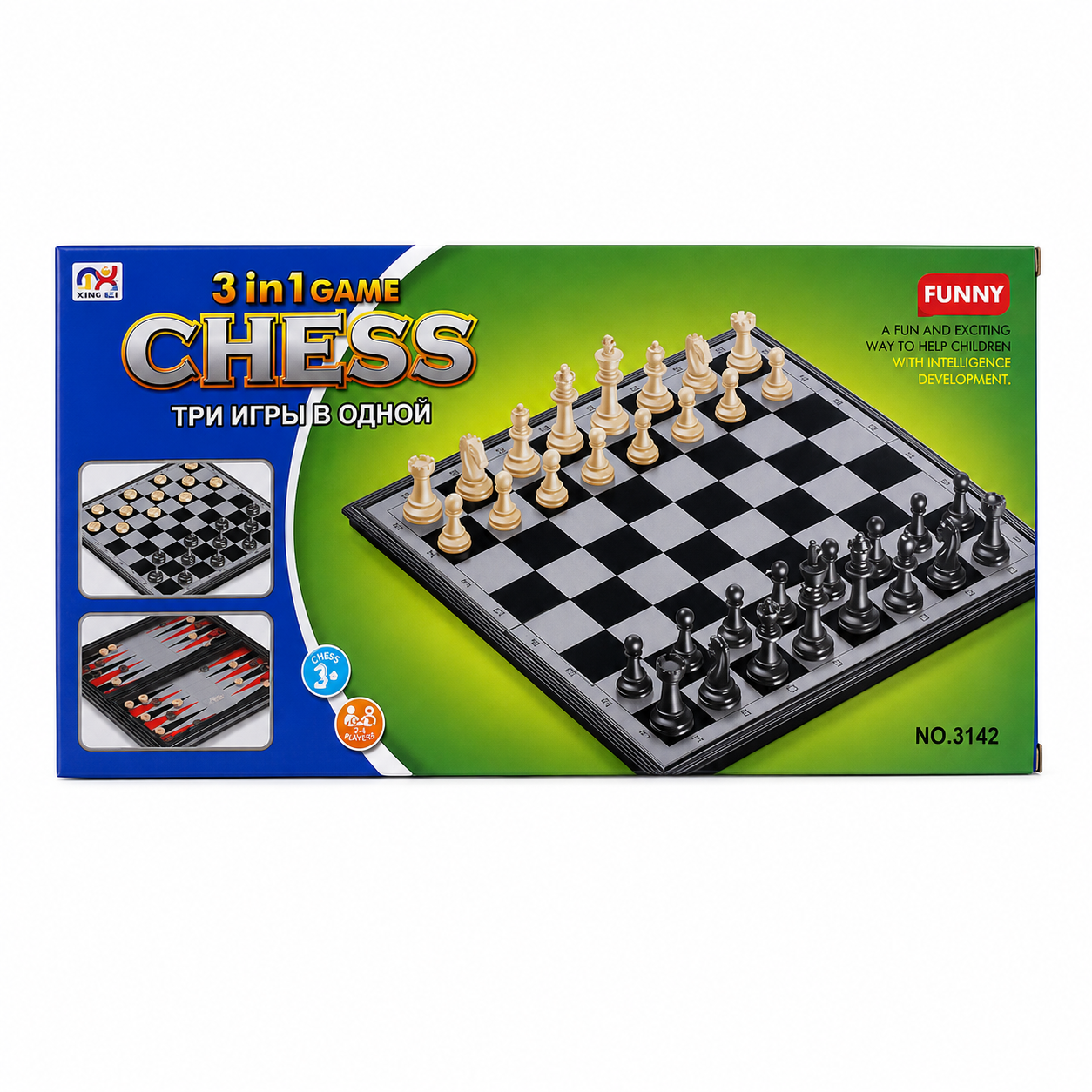 3-in-1 Board Game Set – (Chess, Checkers & Backgammon) Family Strategy Game