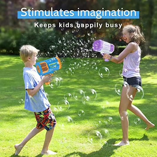 69 Holes Rocket Bubble Gun Machine for Kids – Automatic LED Bubble Blaster Toy with Music & USB Rechargeable Battery