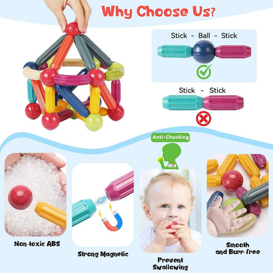 Magnetic Bar Blocks Building Set – STEM Construction Toy for Kids