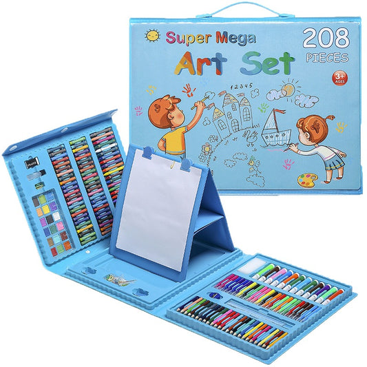 208-Piece Super Mega Art Set – Deluxe Kids Drawing & Painting Kit with Easel