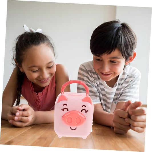 Smiley Piggy Portable Money Bank with Handle & Key – Kids Coin Saving Box