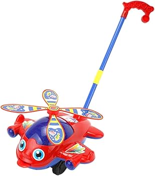 Toddler Push & Go Helicopter Toy with Rotating Propeller
