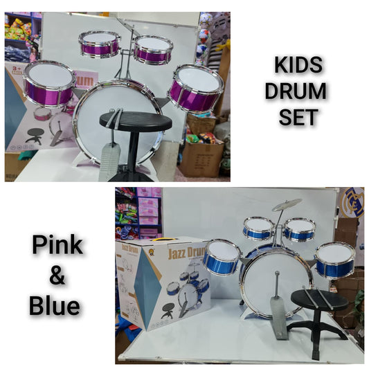 Kids Jazz Drum Set with Stool & Pedal