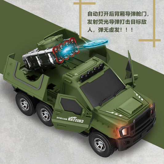 Military Missile Launcher Truck Toy Car with Lights & Disc Shooter