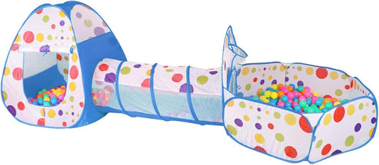 3-in-1 Kids Play Tent, Crawl Tunnel and Ball Pit Set