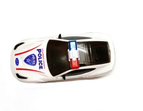 White Rotating Police Car with 3D Lights Toy