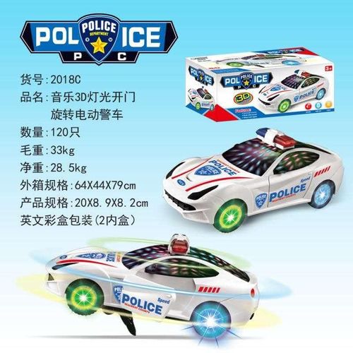 White Rotating Police Car with 3D Lights Toy