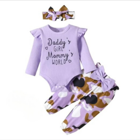 3 Piece Baby Girl Animal Print Outfit