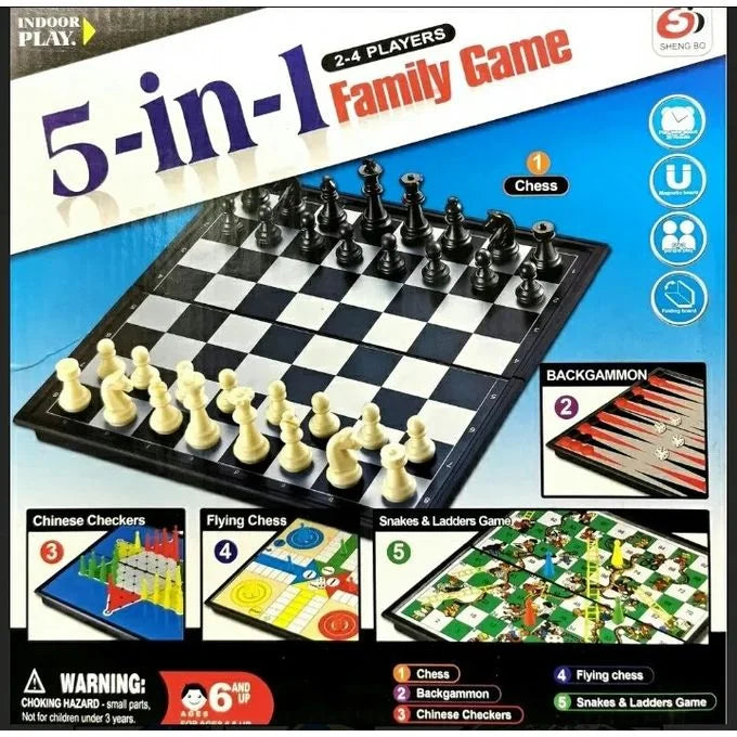 5-in-1 Family Board Game Set