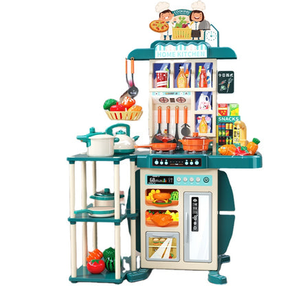 Deluxe 95cm Spraying Kitchen Playset (73 pcs) with Lights, Sounds & Steam – Pretend Cooking Toy for Kids