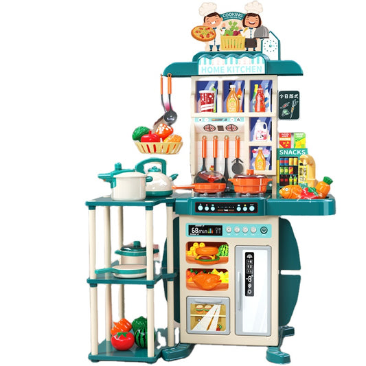 Deluxe 95cm Spraying Kitchen Playset (73 pcs) with Lights, Sounds & Steam – Pretend Cooking Toy for Kids