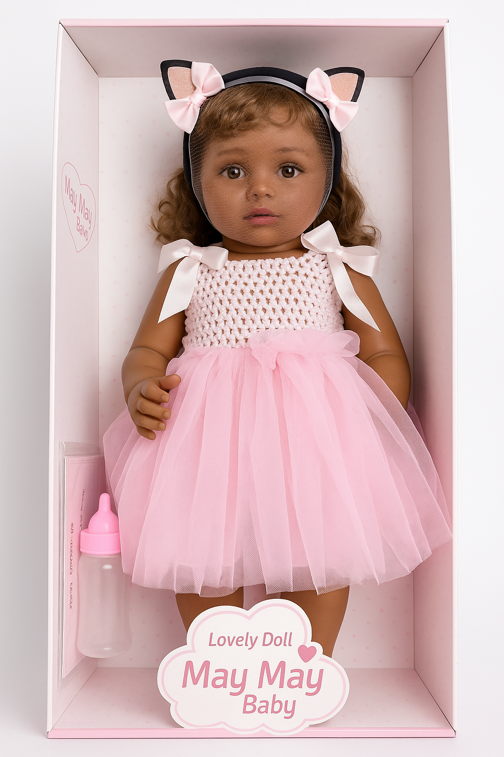 Realistic Baby Doll – 55cm Long Crying Doll with Bottle, Birth Certificate & Adorable Outfit