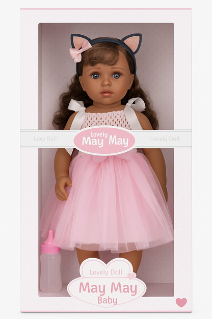 Realistic Baby Doll – 55cm Long Crying Doll with Bottle, Birth Certificate & Adorable Outfit