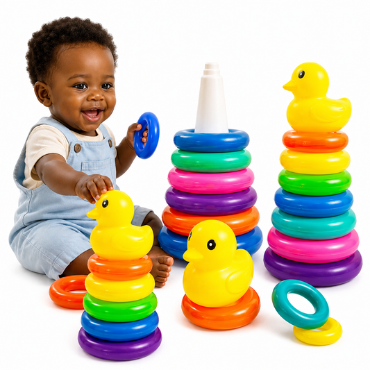 Baby Duck Rainbow Stacking Rings – Colourful Learning Tower for Little Hands