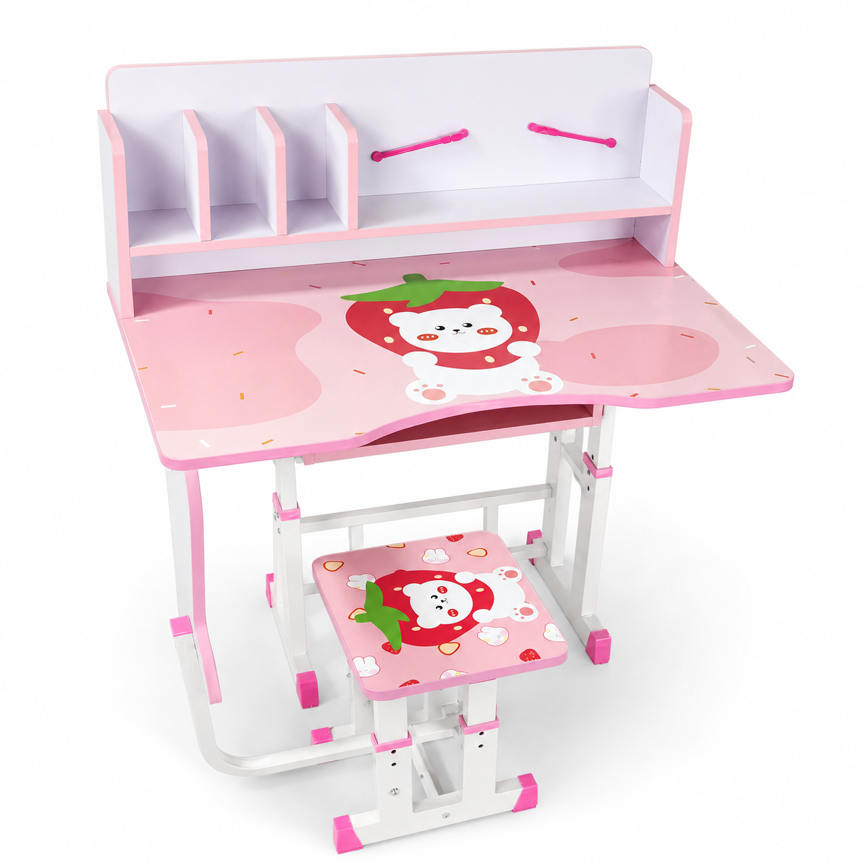 Adjustable Kids Study Desk & Chair Set with Bookshelf