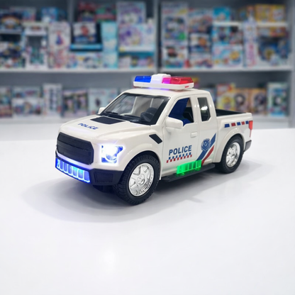 City Police Pickup Toy Car with Lights, Siren & Bump-and-Go Action