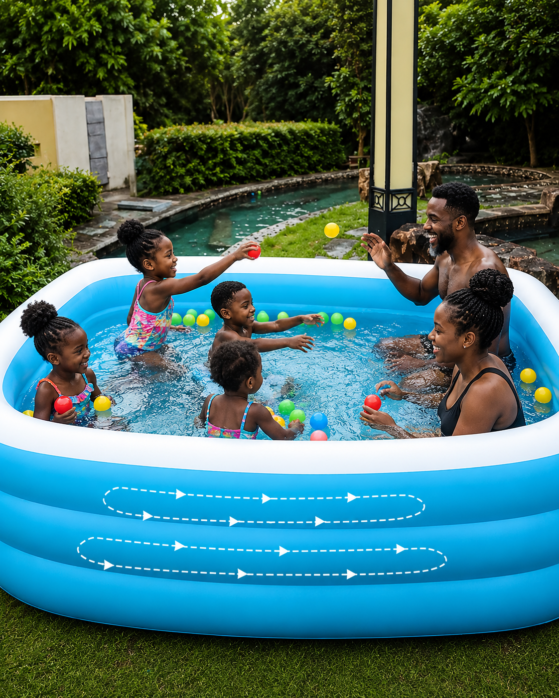 Large Rectangular Family Inflatable Swimming Pool – 300 x 175 x 60 cm