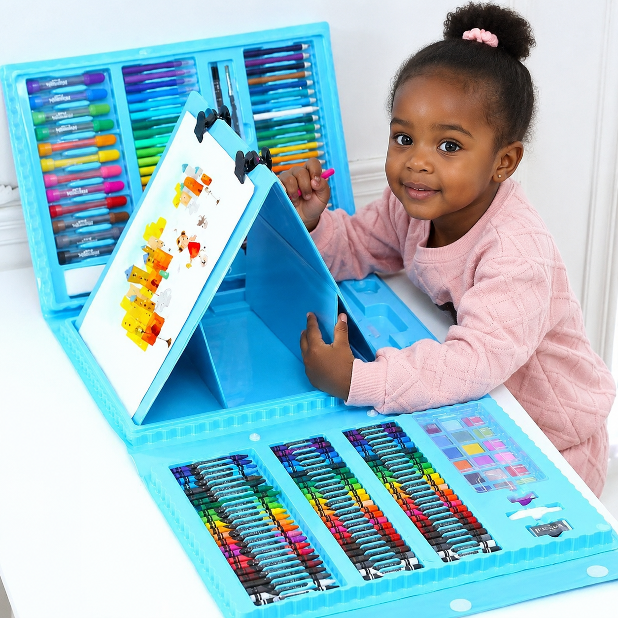 208-Piece Super Mega Art Set – Deluxe Kids Drawing & Painting Kit with Easel