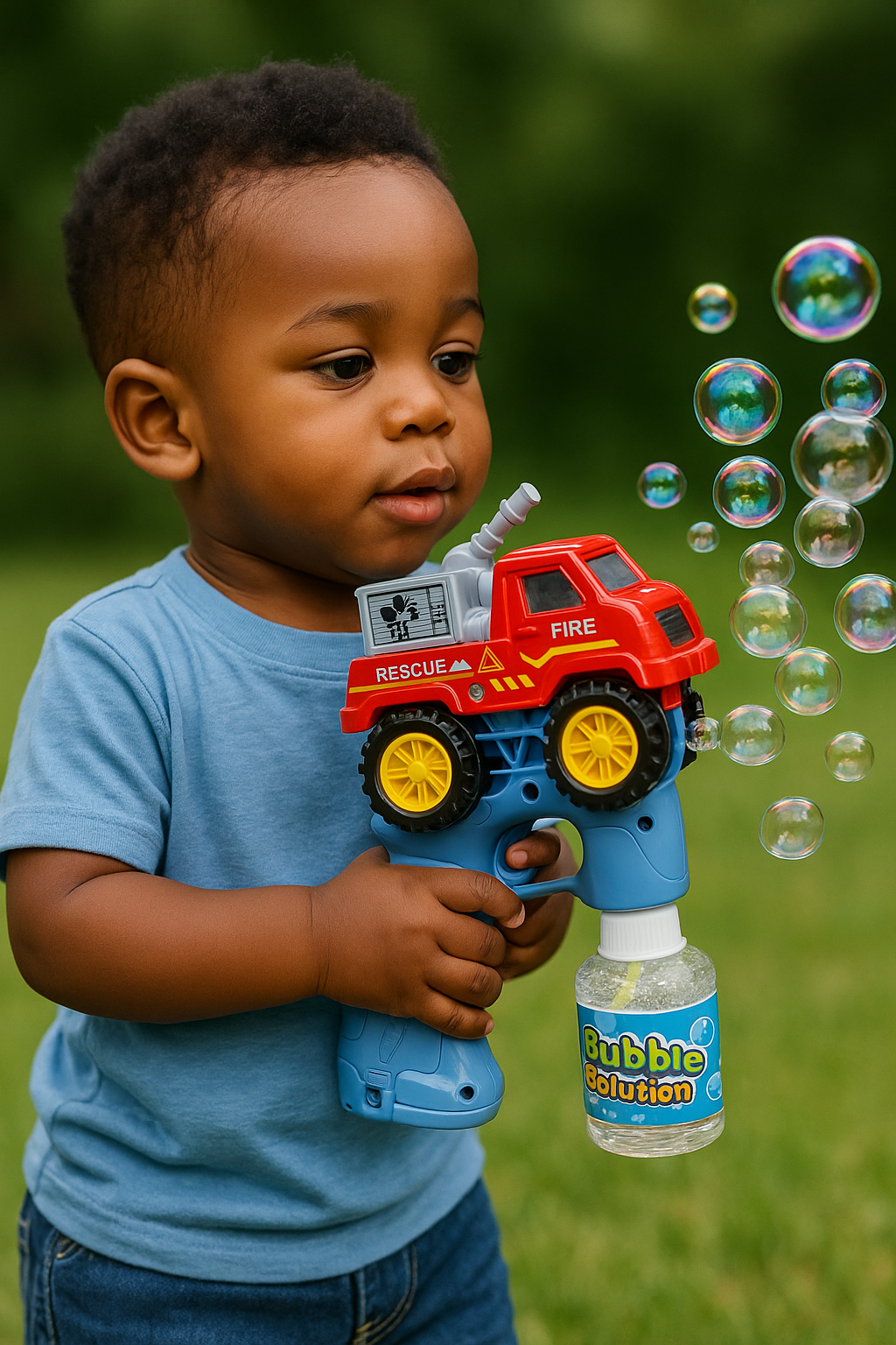 Fire Truck  Bubble Gun Blaster – 8 Hole Bubble Blower with Lights & Sound