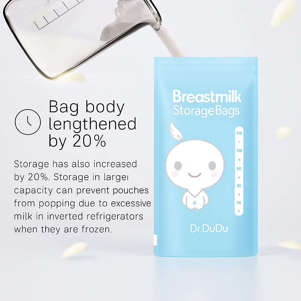 Dr. DuDu Premium Breast Milk Storage Bags – 30pcs Leakproof, BPA-Free & Hygienic Seal
