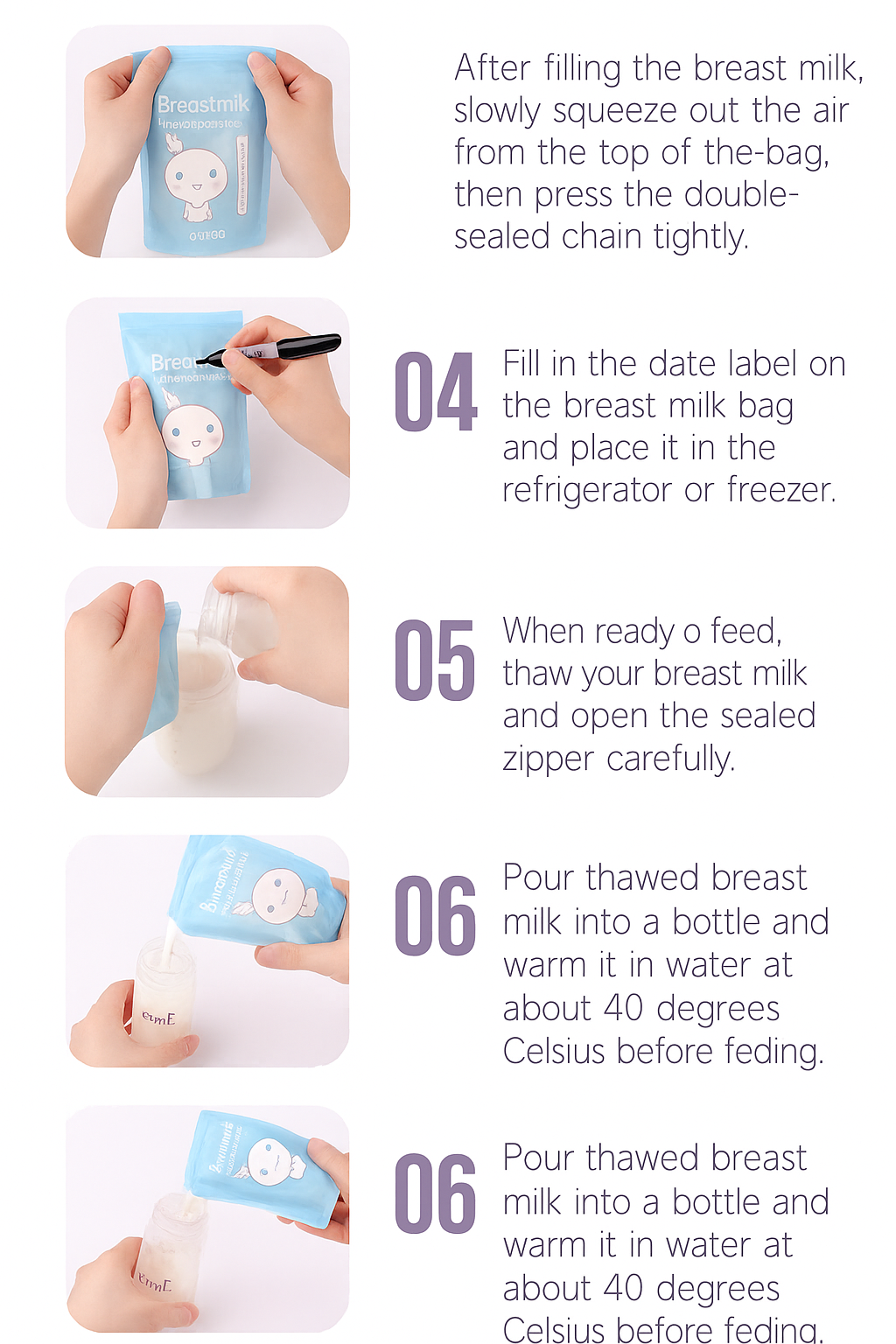 Dr. DuDu Premium Breast Milk Storage Bags – 30pcs Leakproof, BPA-Free & Hygienic Seal