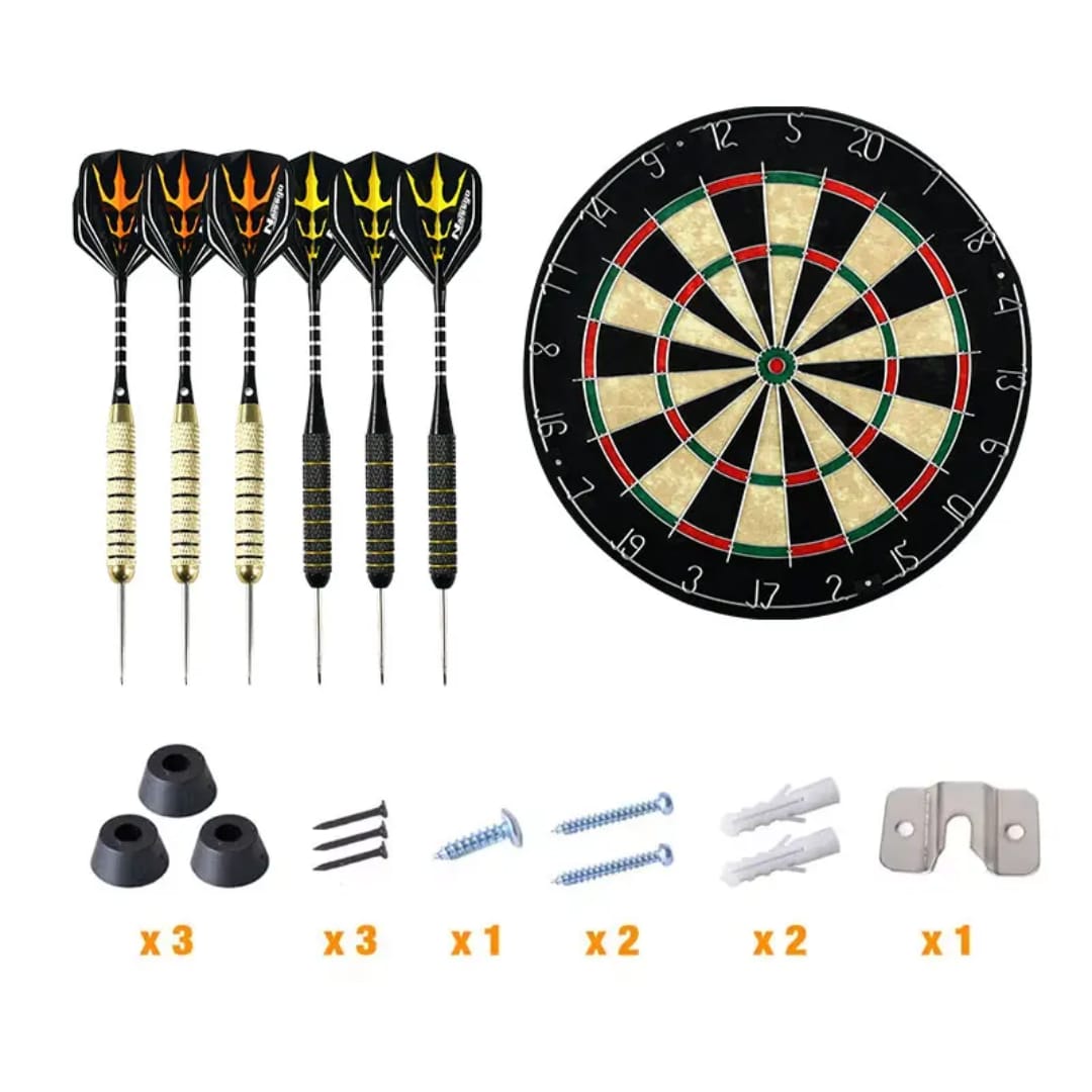 Original Bristle Sisal Dartboard - Tournament Sized Indoor Hanging Number Target Game for Steel Tip Darts