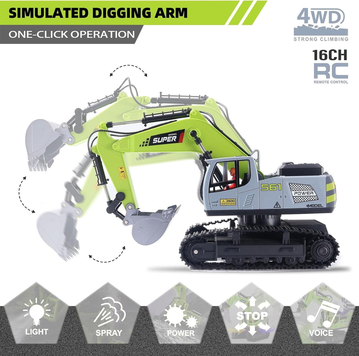 Alloy Excavator – Remote Control  &  4WD Construction Truck