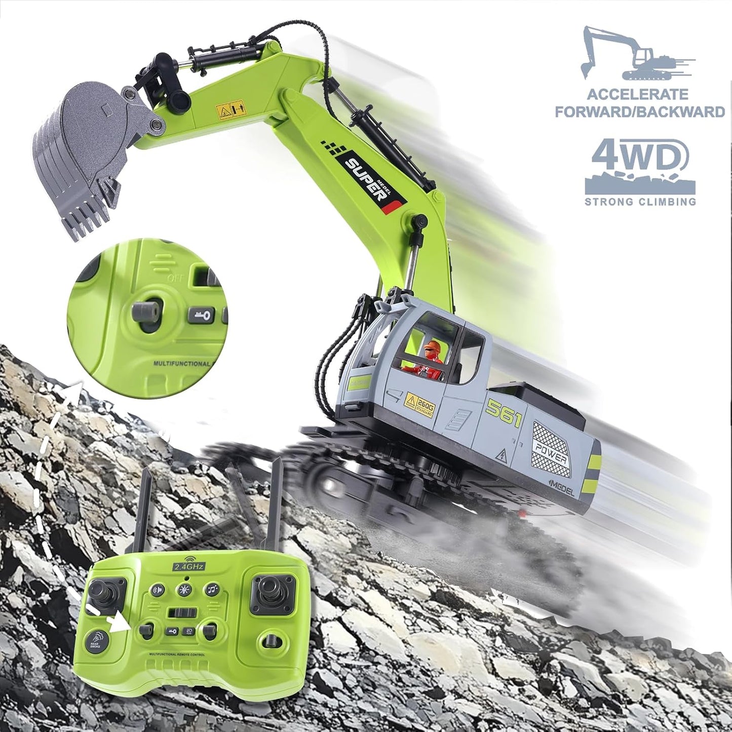 Alloy Excavator – Remote Control  &  4WD Construction Truck
