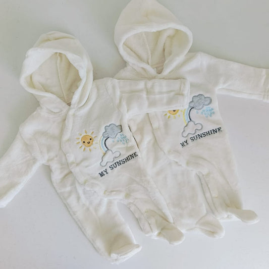 Fleece Light Rompers With  Hood