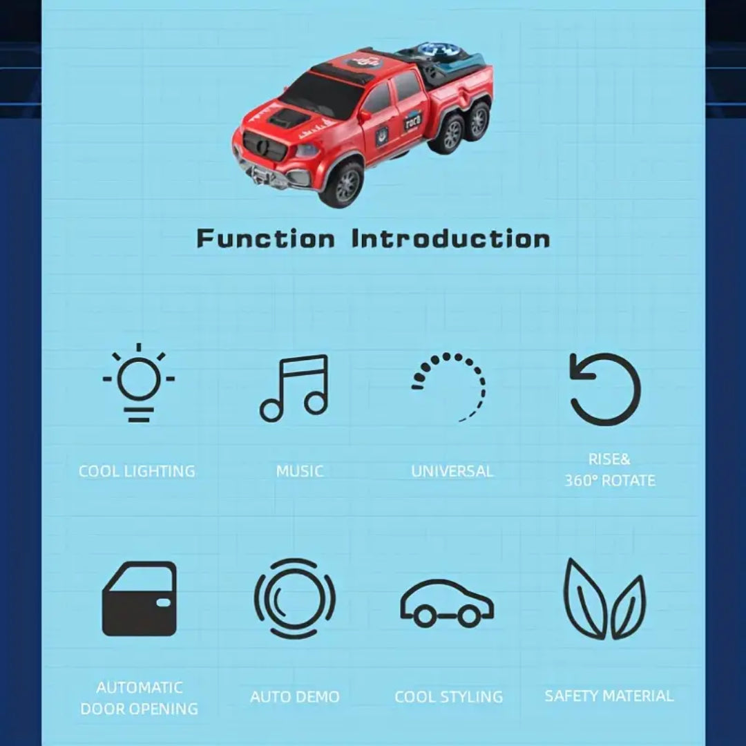 Automatic 6-Wheel Light & Sound Music Car Toy – Opens Doors, Rotates 360°