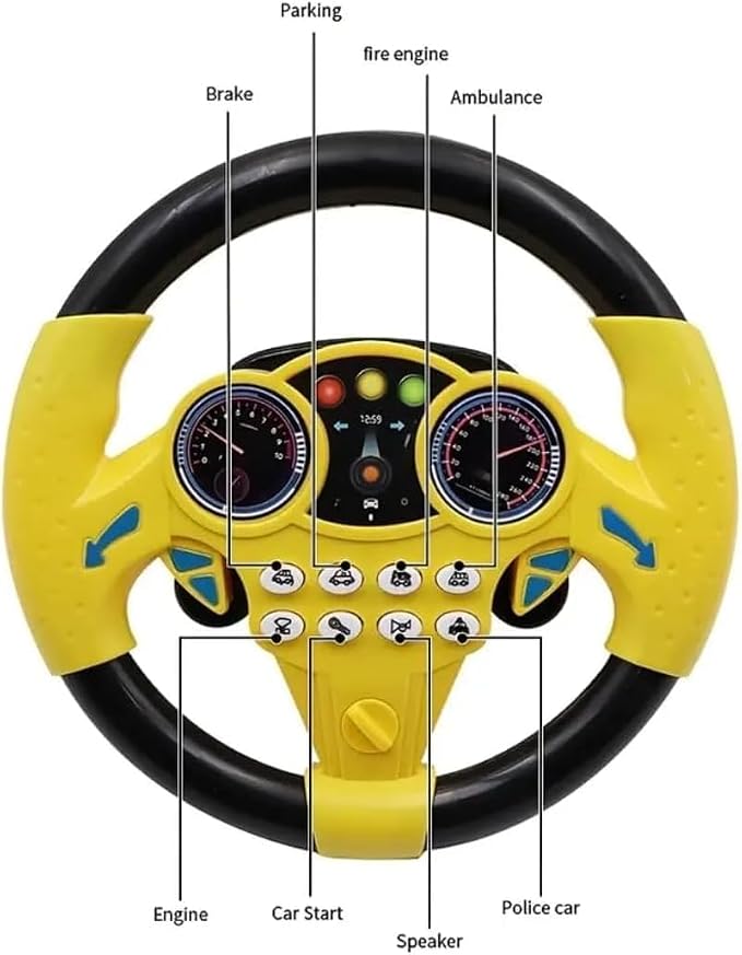 Kids Musical Steering Wheel Toy – Interactive Driving Simulator with Lights & Vehicle Sounds