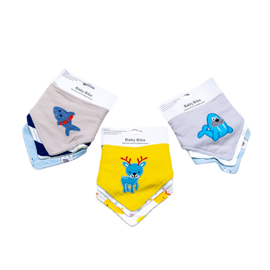 3 Piece Cotton Bandana Baby Bibs