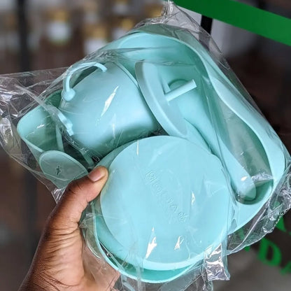 Silicone Baby Feeding Set (7-Piece- Suction Bowl, Plate, Cup, Bib & Utensils)