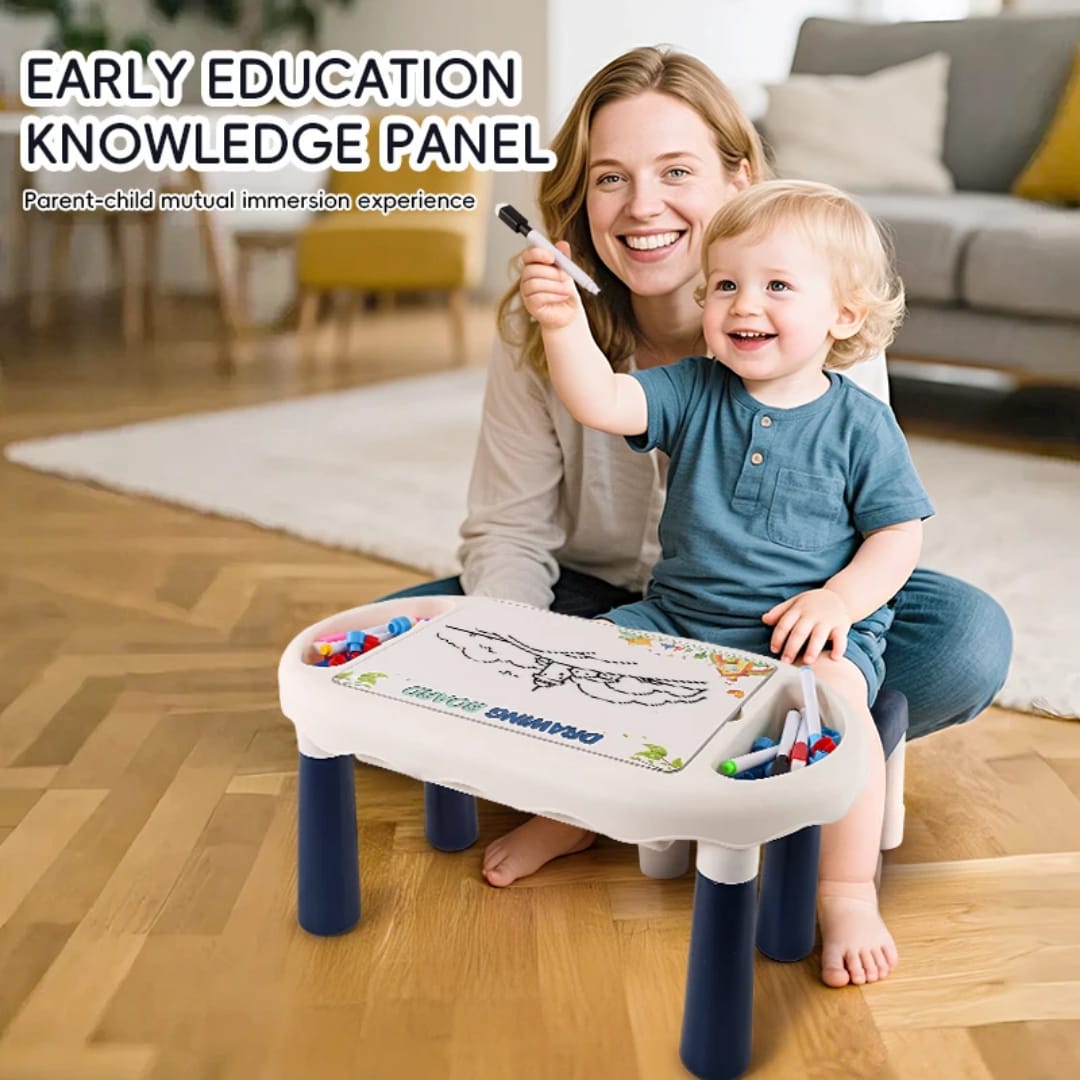 6-in-1 Kids Puzzle Learning Table with Chair