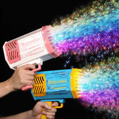 69 Holes Rocket Bubble Gun Machine for Kids – Automatic LED Bubble Blaster Toy with Music & USB Rechargeable Battery