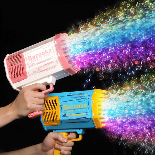 69 Holes Rocket Bubble Gun Machine for Kids – Automatic LED Bubble Blaster Toy with Music & USB Rechargeable Battery
