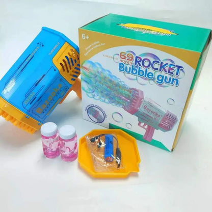 69 Holes Rocket Bubble Gun Machine for Kids – Automatic LED Bubble Blaster Toy with Music & USB Rechargeable Battery
