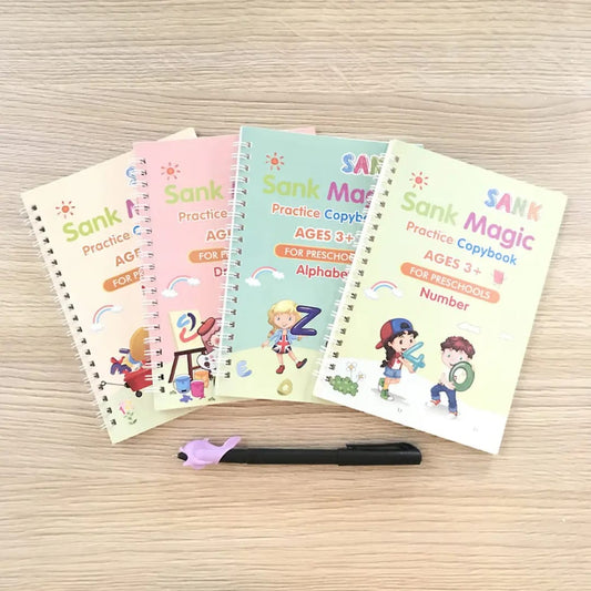 Reusable Copybook Set for Kids – Alphabet, Numbers, Math & Drawing Practice Books