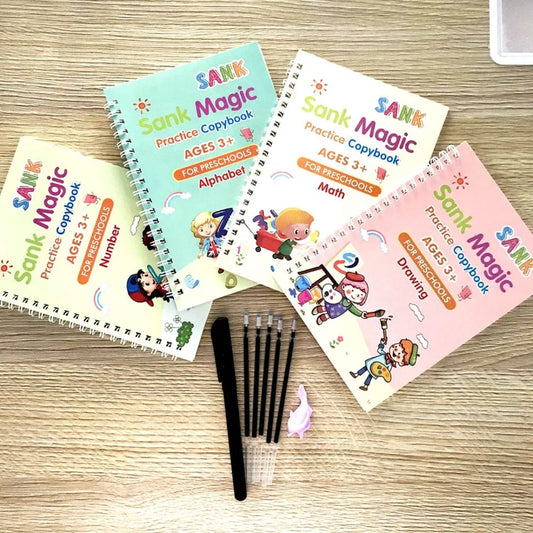 Reusable Copybook Set for Kids – Alphabet, Numbers, Math & Drawing Practice Books