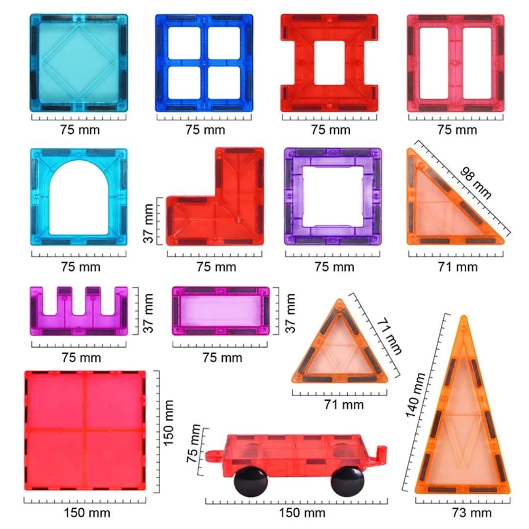 Magnetic Building Blocks Set with Wheels (100 Pieces) – Creative STEM Construction Tiles