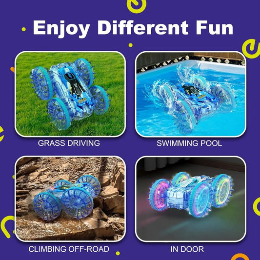 Amphibious Stunt RC Car – 2.4GHz Remote & Gesture Watch, All-Terrain Water + Land