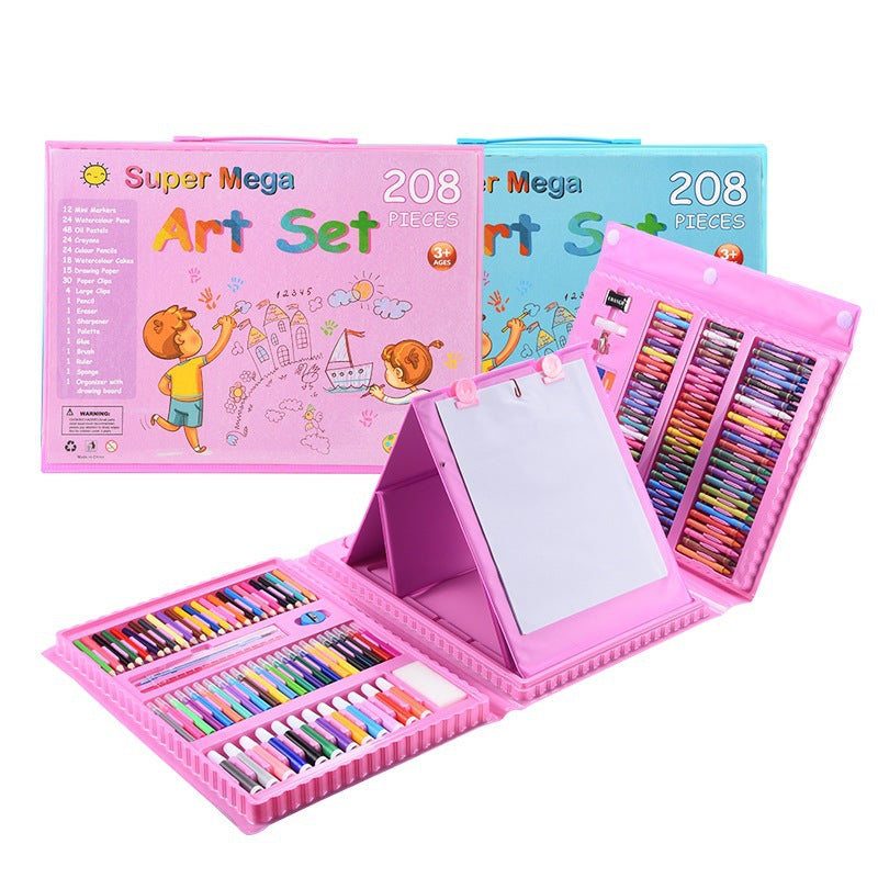 208-Piece Super Mega Art Set – Deluxe Kids Drawing & Painting Kit with Easel