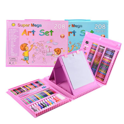 208-Piece Super Mega Art Set – Deluxe Kids Drawing & Painting Kit with Easel
