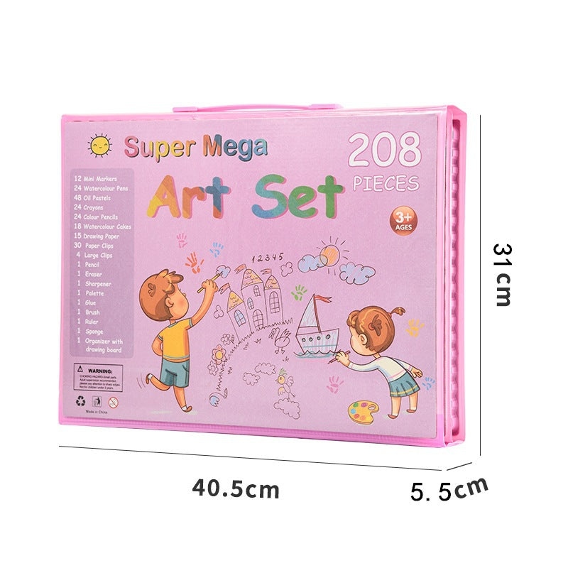 208-Piece Super Mega Art Set – Deluxe Kids Drawing & Painting Kit with Easel