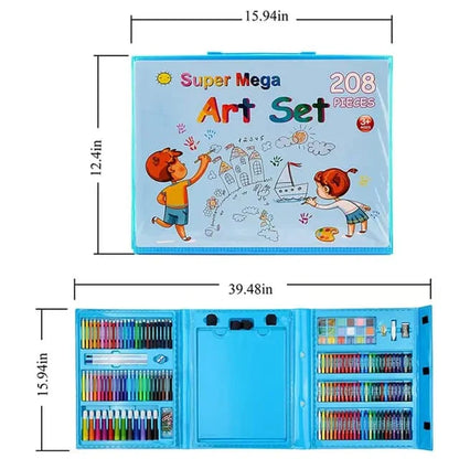 208-Piece Super Mega Art Set – Deluxe Kids Drawing & Painting Kit with Easel