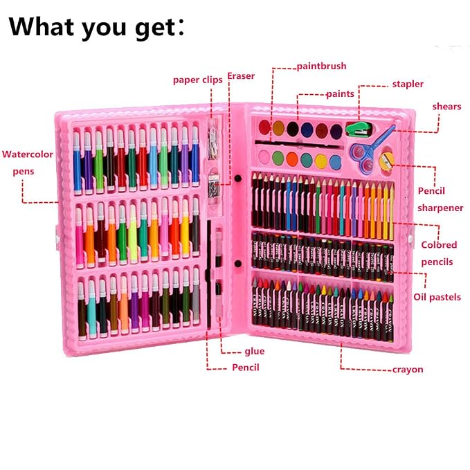 150-Piece Kids Art Set – Deluxe Drawing & Painting Kit in Portable Carry Case