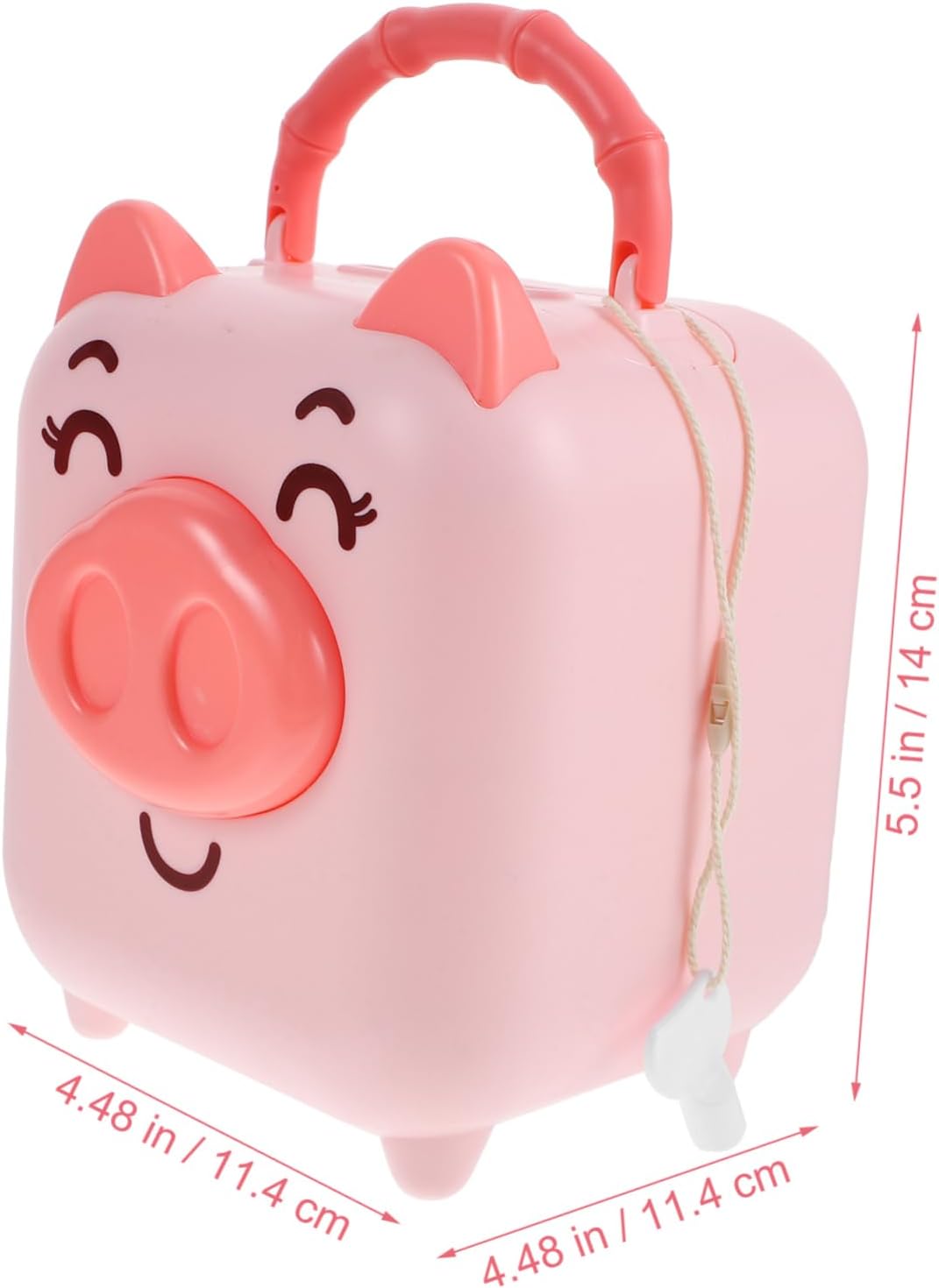 Smiley Piggy Portable Money Bank with Handle & Key – Kids Coin Saving Box