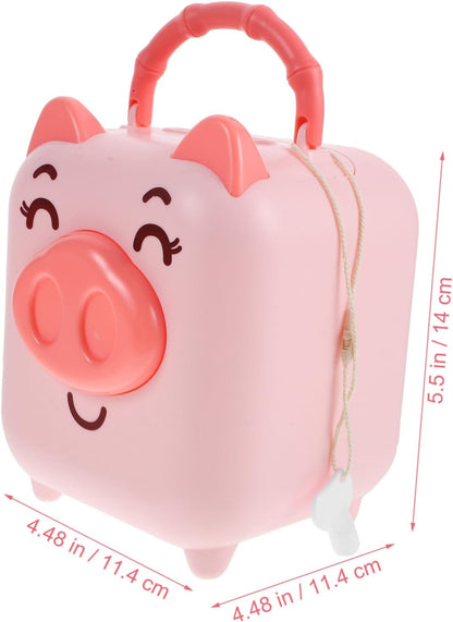 Smiley Piggy Portable Money Bank with Handle & Key – Kids Coin Saving Box