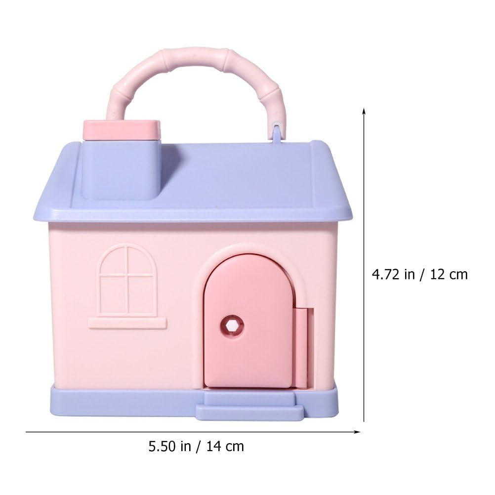 Pastel Cottage Coin Bank with Key – Kids Portable Money Saving House